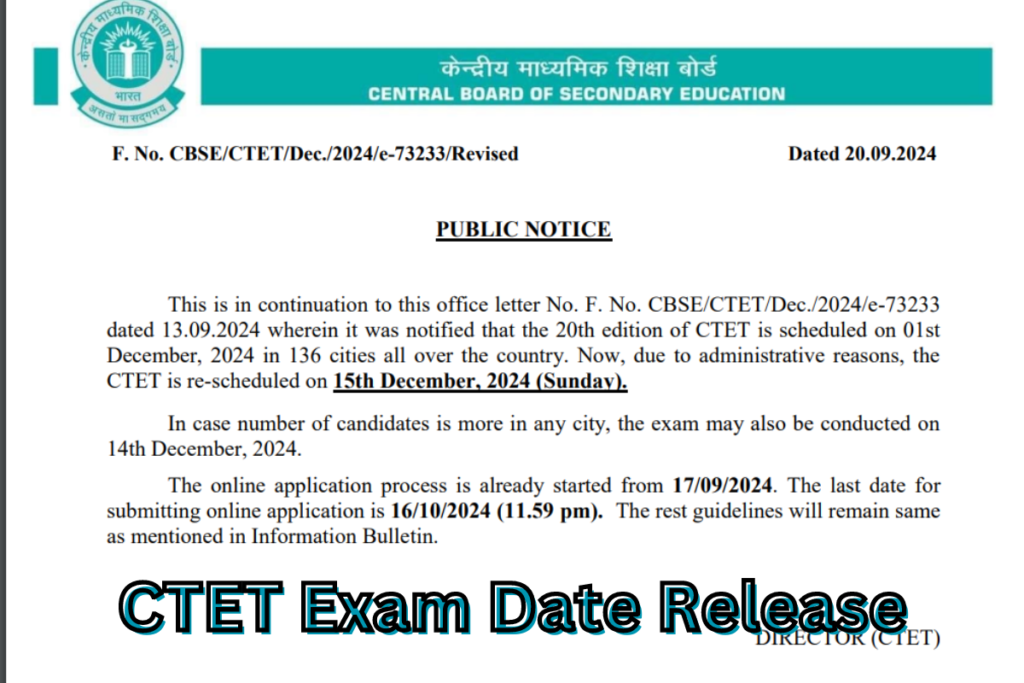 CTET Exam Date Release