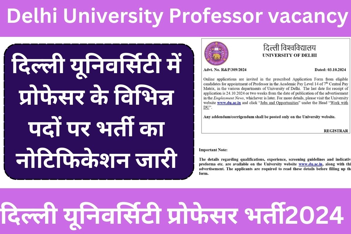 Delhi University Professor vacancy