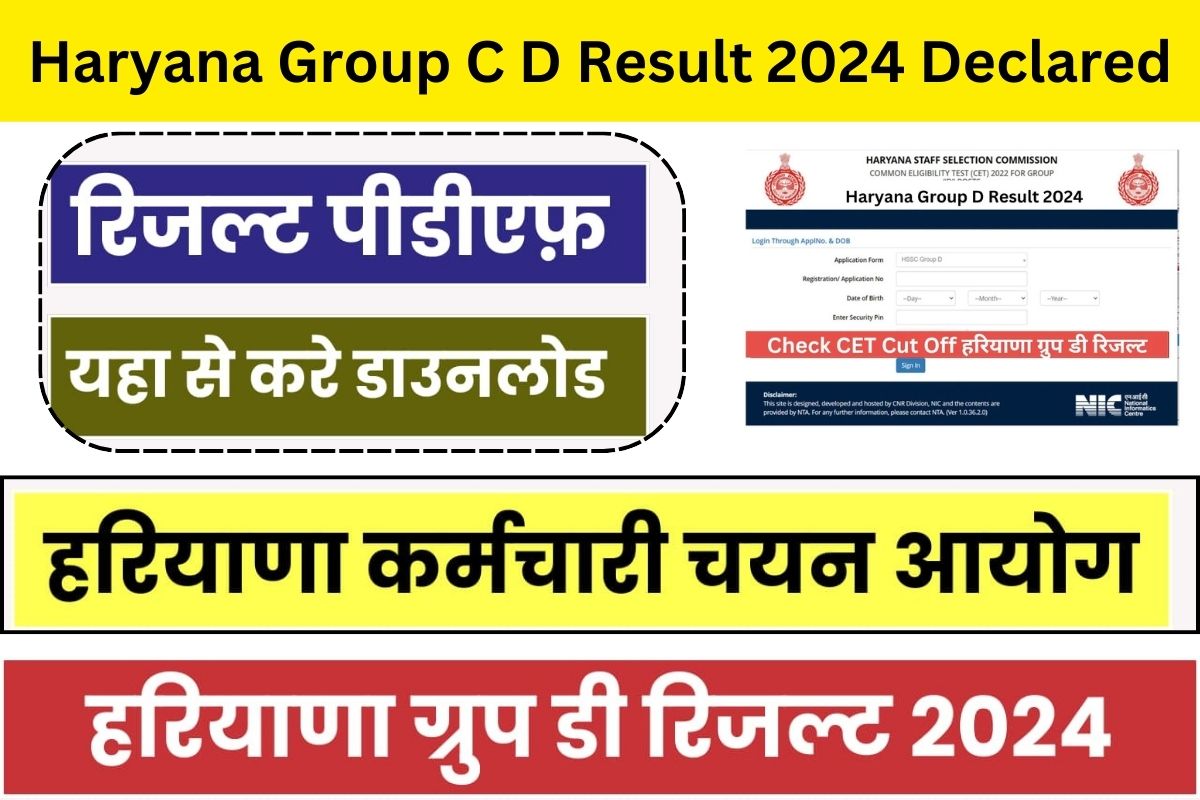 Haryana Group C D Result 2024 Declared