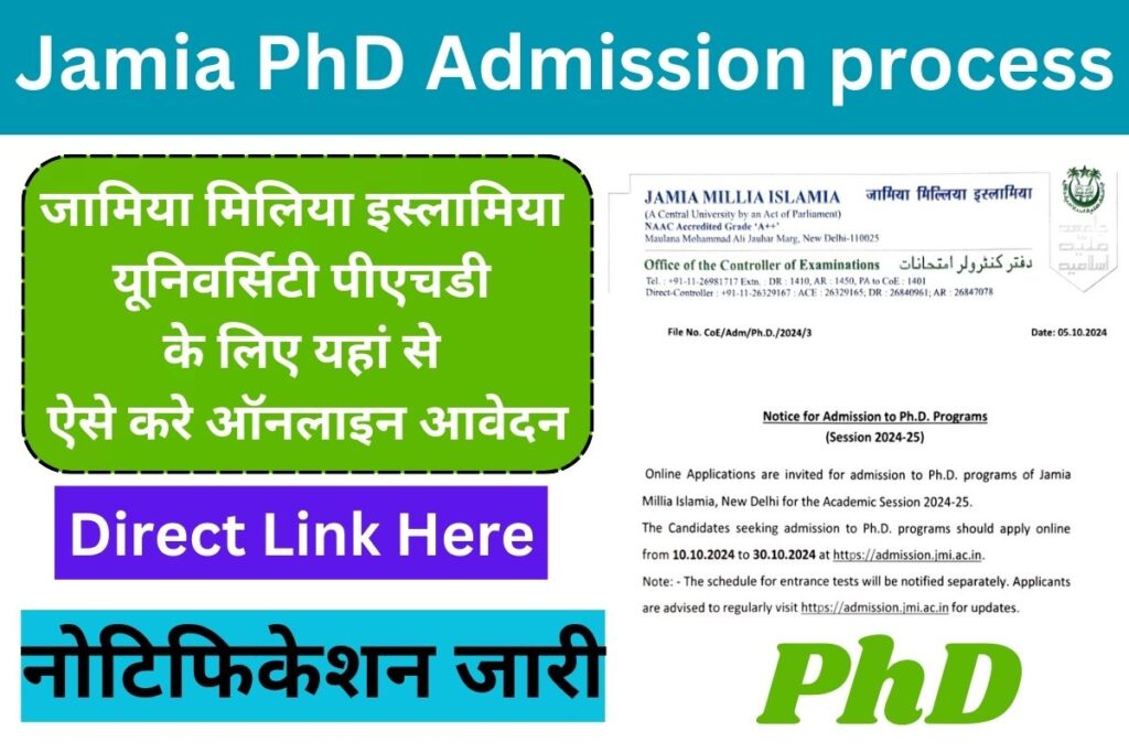 Jamia PhD Admission process