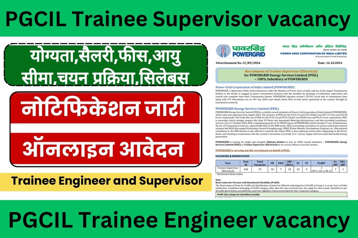 PGCIL Trainee Supervisor vacancy