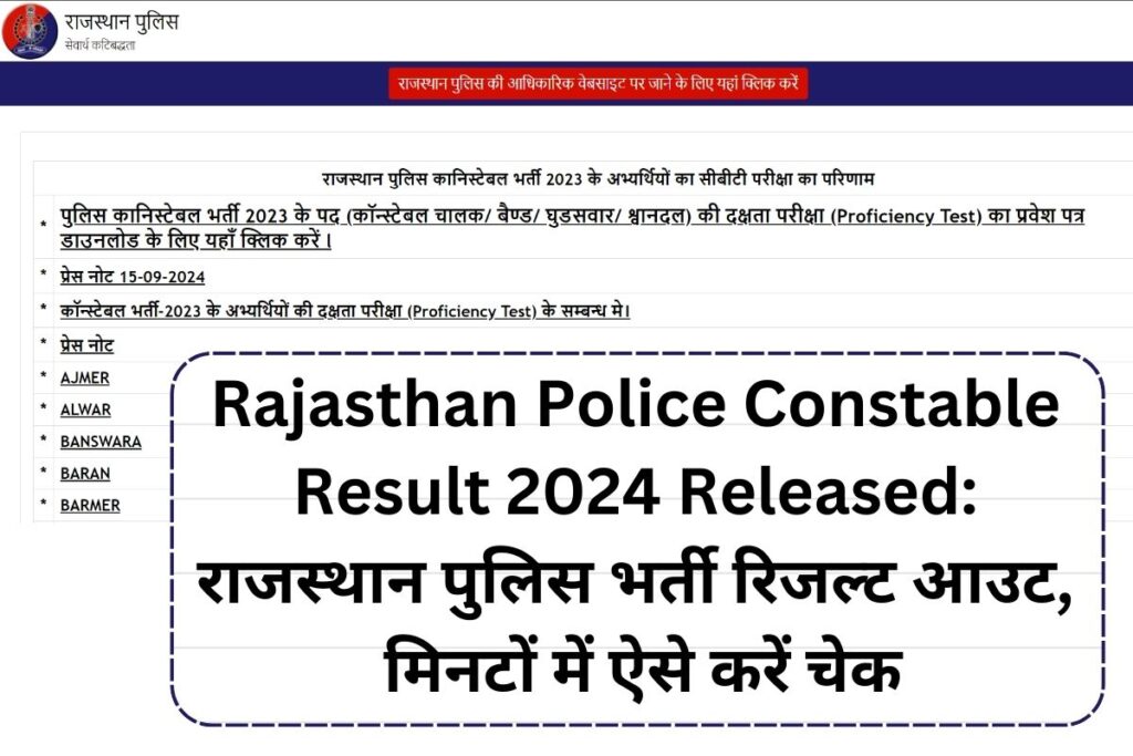 Rajasthan Police Constable Result 2024 Released